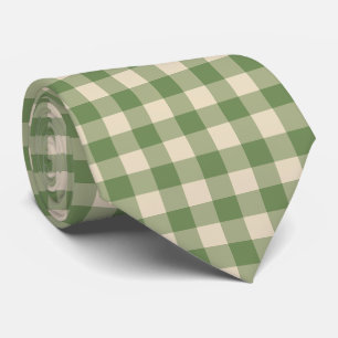 Avocado Grün Creme Cottagecore Gingham Karo Krawatte
