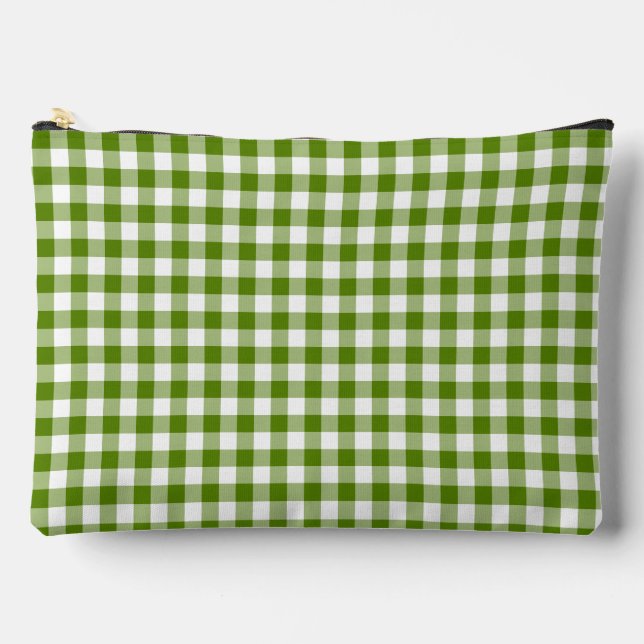 Avocado-Grün Kariert Gingham Retro-Farbe Zubehörtasche (Vorderseite)