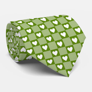 Avocado-Grün kariertes Herz-Patchwork-Krawatte Krawatte