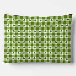 Avocado-Grün kariertes Shamrock-Kleeblatt Retro-Fa Zubehörtasche