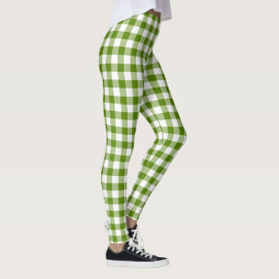 Avocado-Grün Karo Gingham Retro-Farbe Leggings