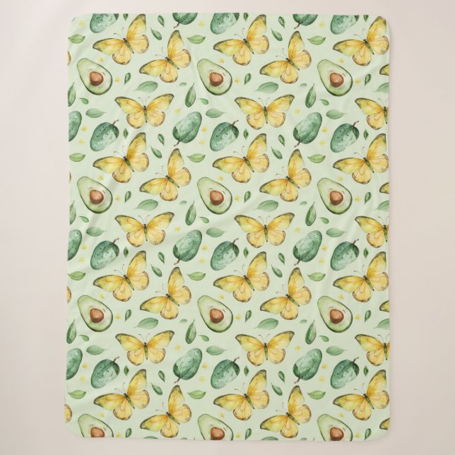 Avocado-Grüne-Schmetterlinge-Geburtstag Sherpadecke (Vorderseite)