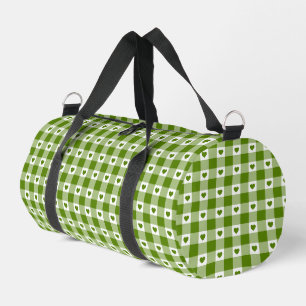 Avocado-Grünes Herz Karo Gingham Retro-Farbe Duffle Bag