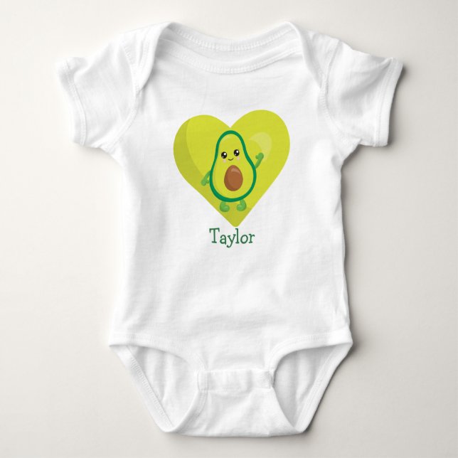 Avocado Heart Baby Strampler (Vorderseite)