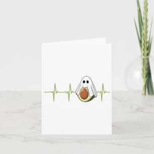 Avocado Heartbeat Halloween Ghost Boocado Veganes  Karte