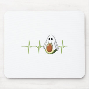 Avocado Heartbeat Halloween Ghost Boocado Veganes  Mousepad