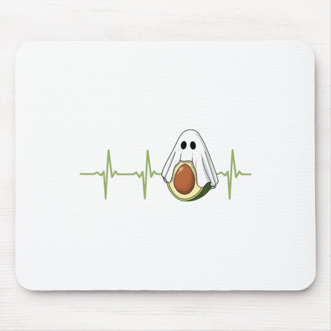 Avocado Heartbeat Halloween Ghost Boocado Veganes  Mousepad (Vorne)