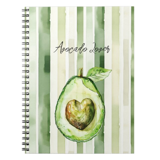 Avocado-Herz grüne Streifen Notizblock (Vorderseite)
