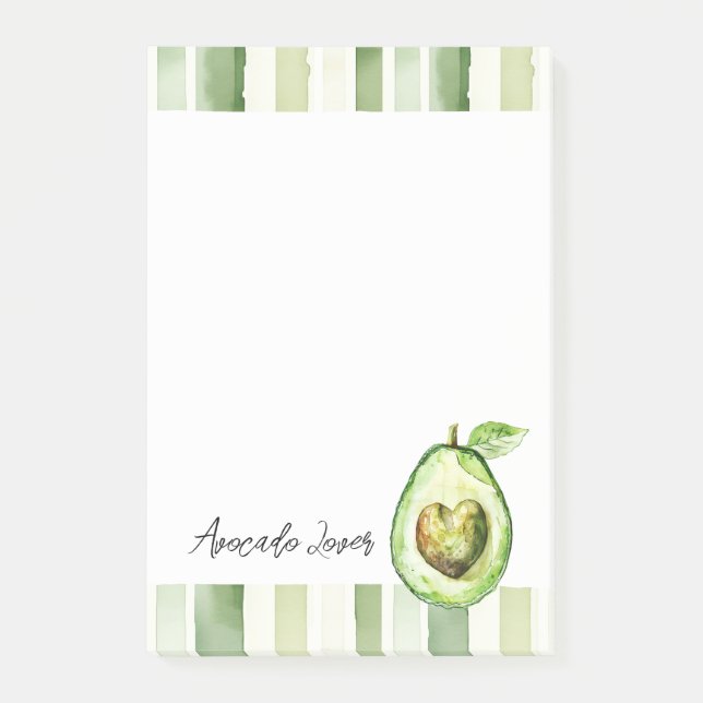 Avocado-Herz grüne Streifen Post-it Klebezettel (Vorderseite)