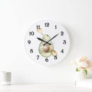 Avocado-Herzlöffel Wahre Liebe Große Wanduhr