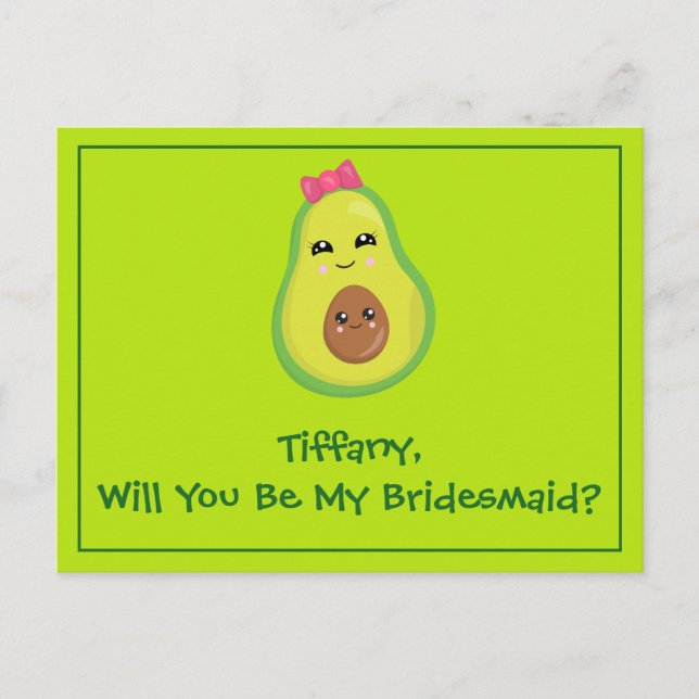 Avocado Hipster Werden Sie meine Bridesmaid Postkarte (Vorderseite)