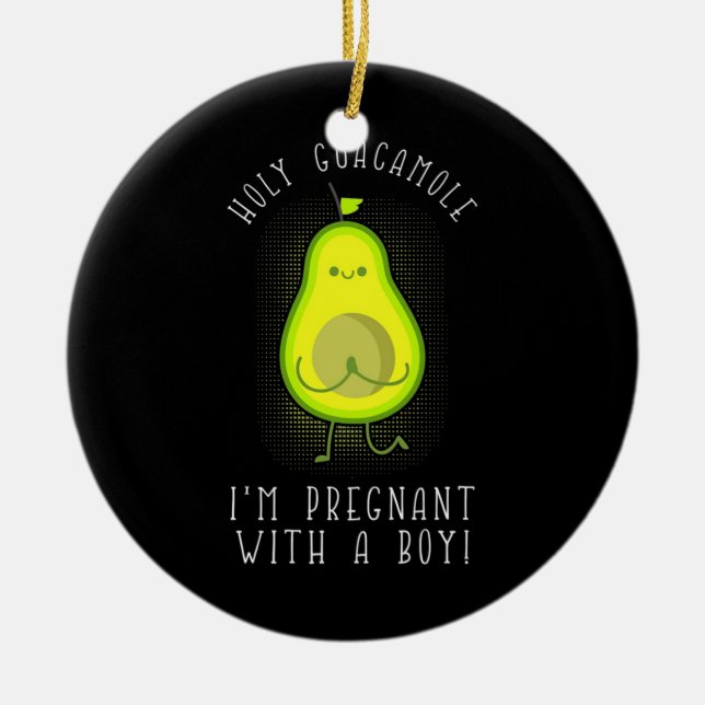 Avocado Ich bin schwanger mit einem Jungen Keramik Ornament (Vorne)