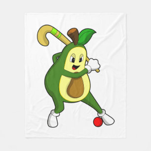 Avocado im Hockey mit Hockeyschläger Fleecedecke