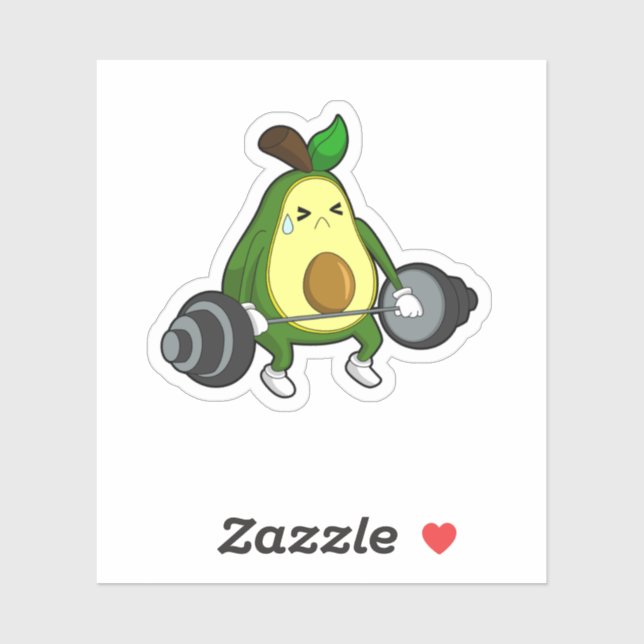Avocado in Fitness mit Barbell Aufkleber (Blatt)