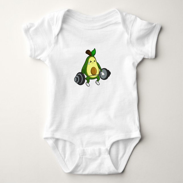 Avocado in Fitness mit Barbell Baby Strampler (Vorderseite)