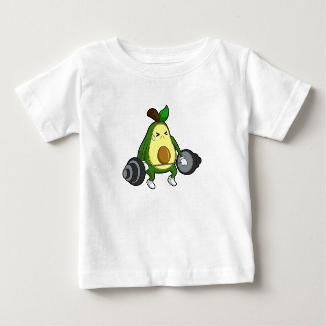 Avocado in Fitness mit Barbell Baby T-shirt (Vorderseite)