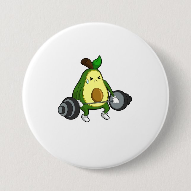 Avocado in Fitness mit Barbell Button (Vorderseite)