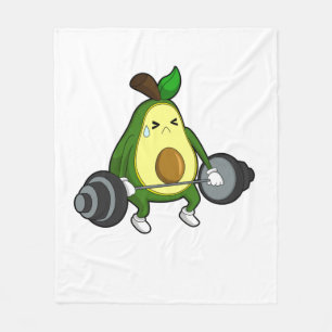 Avocado in Fitness mit Barbell Fleecedecke