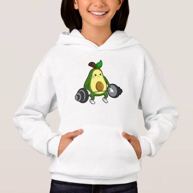 Avocado in Fitness mit Barbell Hoodie (Vorderseite)