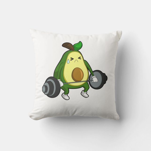 Avocado in Fitness mit Barbell Kissen (Vorderseite)