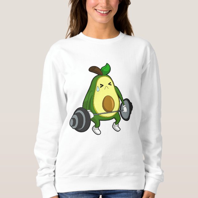 Avocado in Fitness mit Barbell Sweatshirt (Vorderseite)