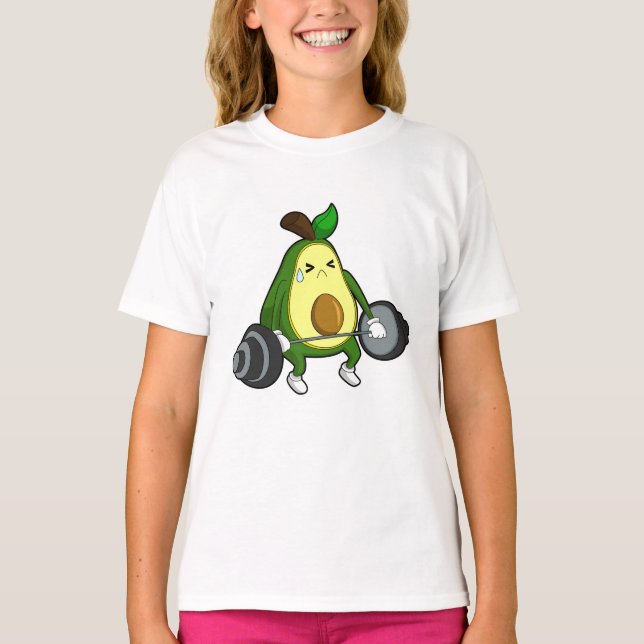 Avocado in Fitness mit Barbell T-Shirt (Vorderseite)
