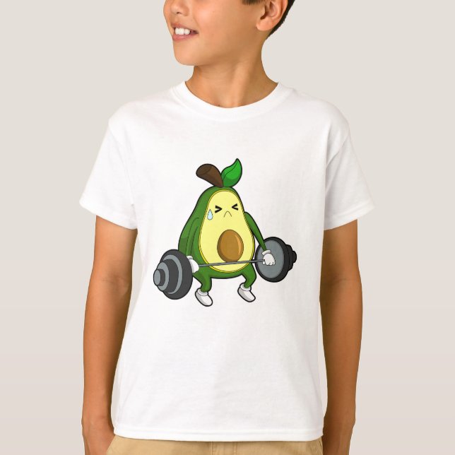 Avocado in Fitness mit Barbell T-Shirt (Vorderseite)