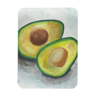 Avocado in Wasserfarbe auf grauem Hintergrund Magnet
