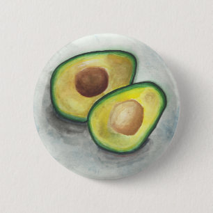 Avocado in Watercolor Button