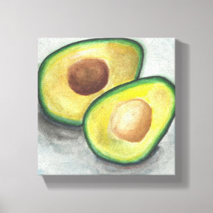Avocado in Watercolor Leinwanddruck