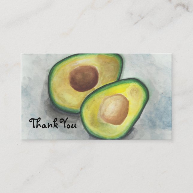 Avocado in Watercolor Vielen Dank Visitenkarte (Vorderseite)