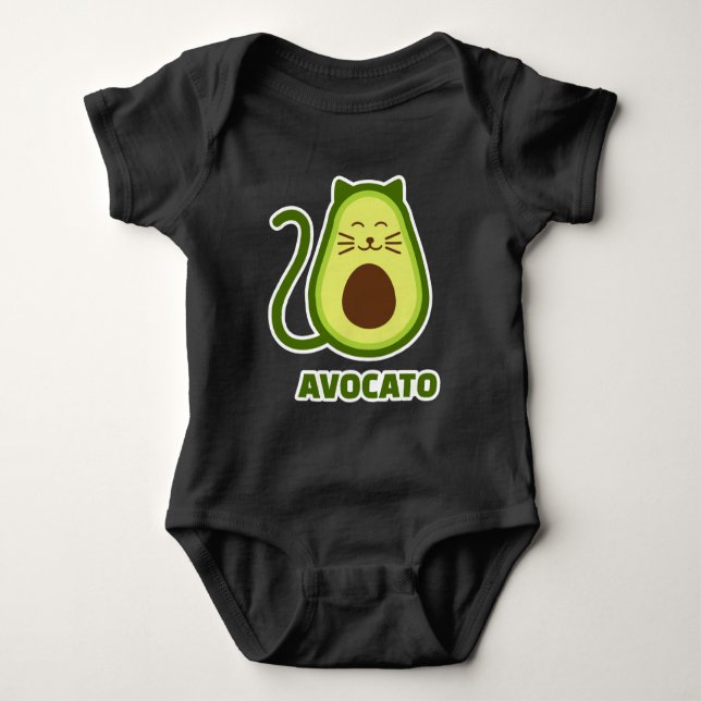 Avocado-Katze Baby Strampler (Vorderseite)