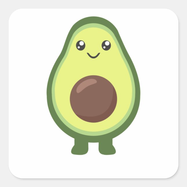 Avocado Kawaii Eat Sweet Avocados Quadratischer Aufkleber (Vorderseite)