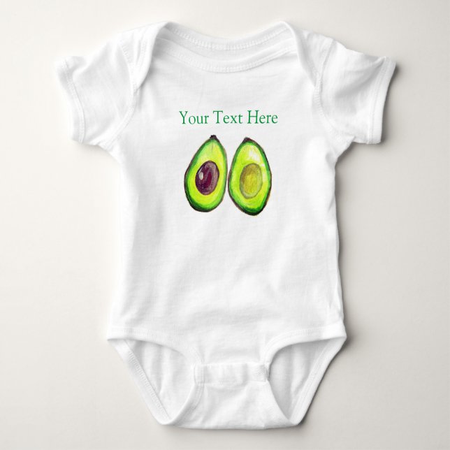 Avocado Kids Text Vegan Food Healthy Fruit Baby B Baby Strampler (Vorderseite)