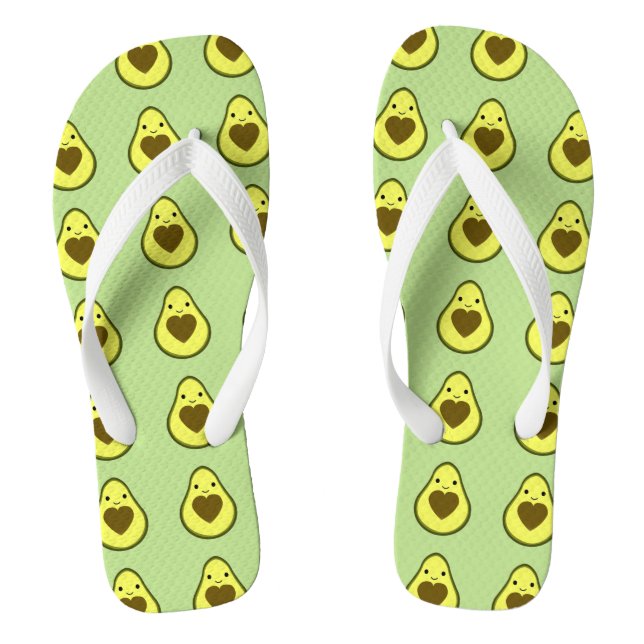 Avocado Liebe Niedlich Avocado mit Herzstück Pit Flip Flops (Fußbett)
