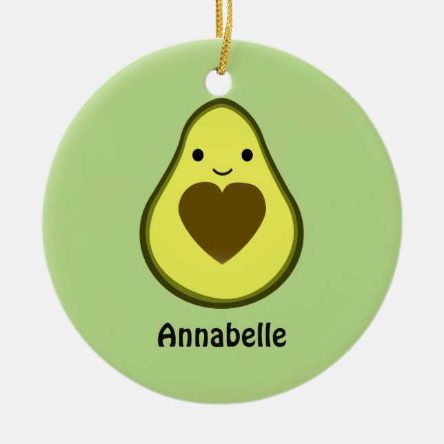 Avocado Liebe Niedlich Avocado mit Herzstück Pit Keramik Ornament (Vorne)