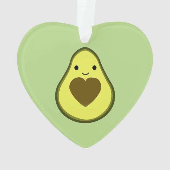 Avocado Liebe Niedlich Avocado mit Herzstück Pit Ornament (Rückseite)