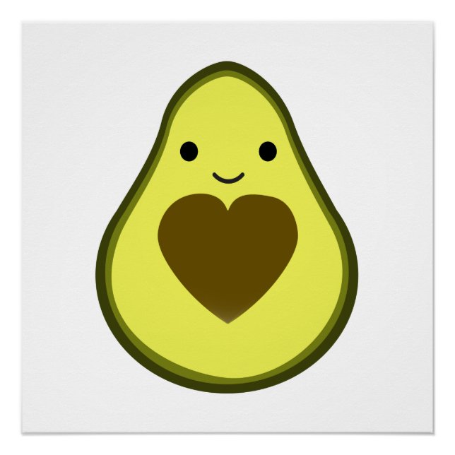 Avocado Liebe Niedlich Avocado mit Herzstück Pit Poster (Vorderseite)
