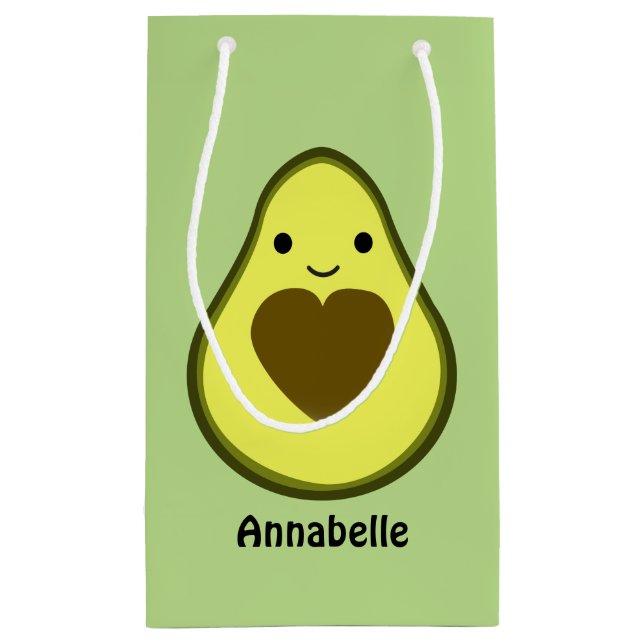 Avocado-Liebe-niedliche Avocado mit einer Herz Kleine Geschenktüte (Rückseite)