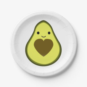 Avocado-Liebe-niedliche Avocado mit einer Herz Pappteller