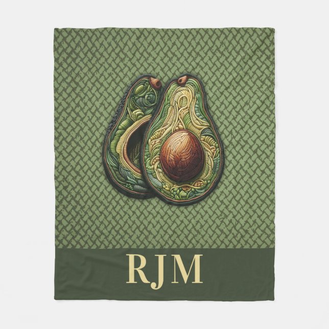 Avocado Lover Imitats Stickerei Fleecedecke (Vorderseite)