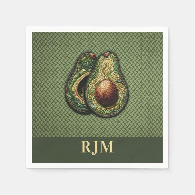 Avocado Lover Imitats Stickerei Serviette (Vorderseite)