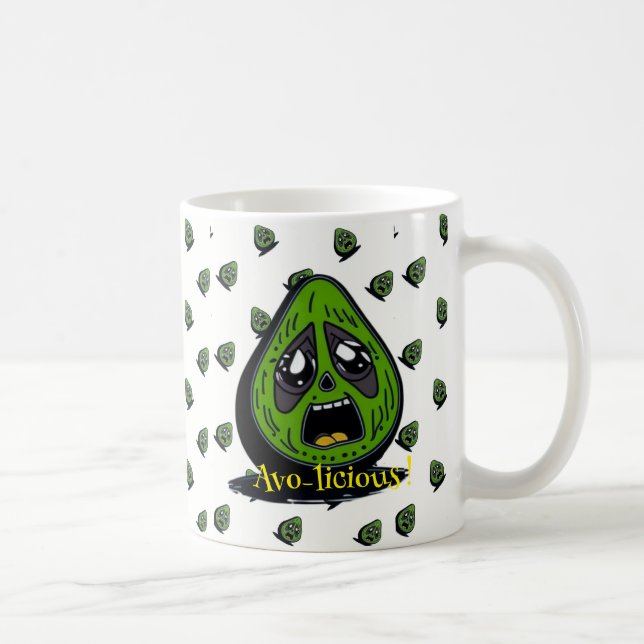 Avocado lustige Gesichtseinladung Kaffeetasse (Rechts)