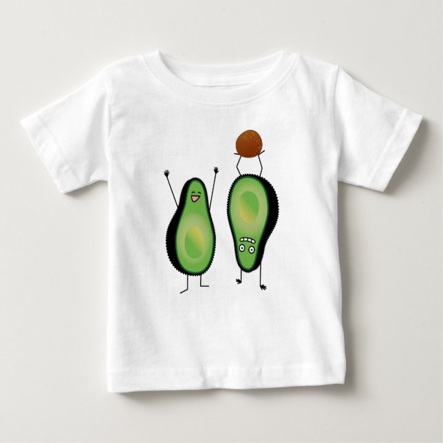 Avocado lustige zujubelnde grüne Grube Handstand Baby T-shirt (Vorderseite)