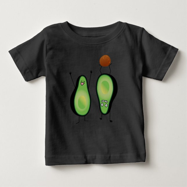 Avocado lustige zujubelnde grüne Grube Handstand Baby T-shirt (Vorderseite)