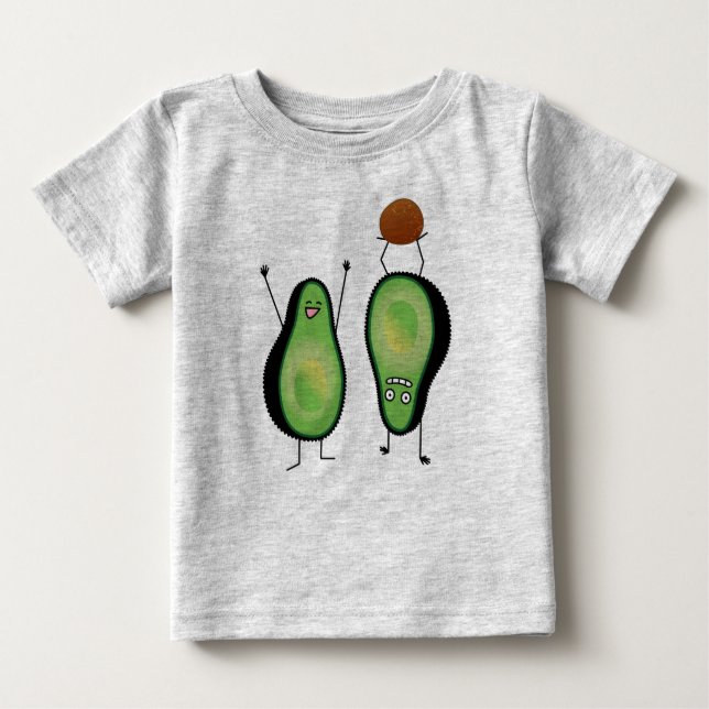 Avocado lustige zujubelnde grüne Grube Handstand Baby T-shirt (Vorderseite)