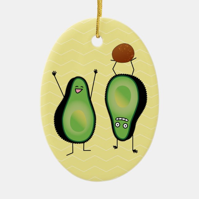 Avocado lustige zujubelnde grüne Grube Handstand Keramikornament (Vorne)