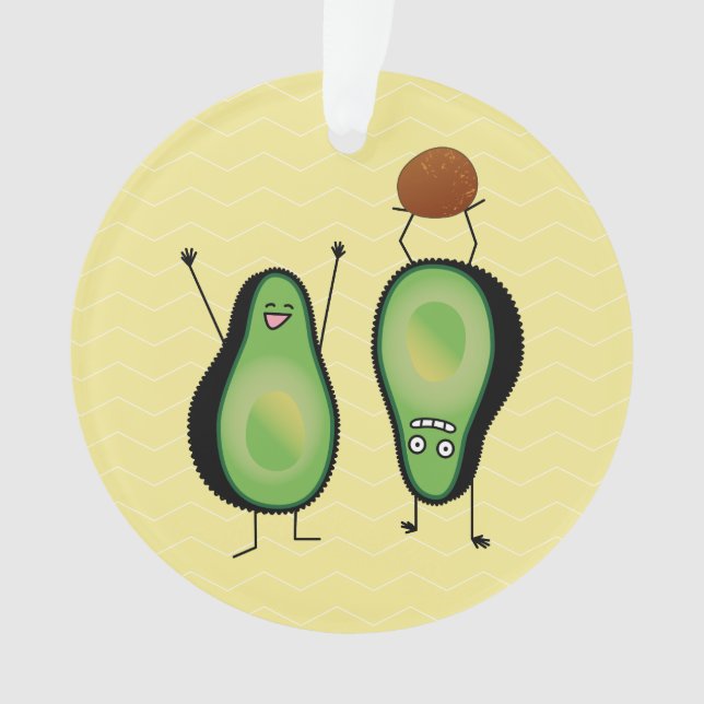 Avocado lustige zujubelnde grüne Grube Handstand Ornament (Vorderseite)