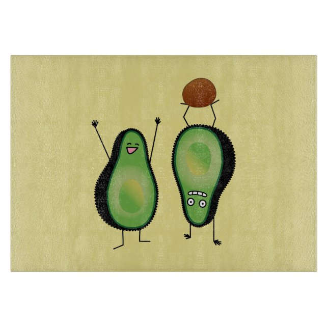 Avocado lustige zujubelnde grüne Grube Handstand Schneidebrett (Vorderseite)
