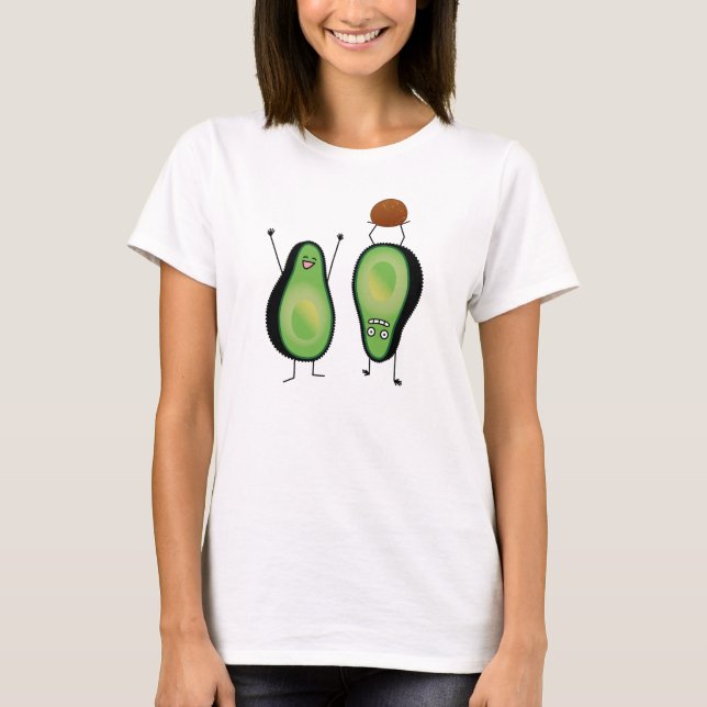 Avocado lustige zujubelnde grüne Grube Handstand T-Shirt (Vorderseite)